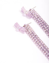 Lilac Bow Triple Row Diamante Hoop Earrings - link has visual effect only