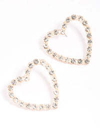 Rose Gold Large Diamante Heart Statement Earrings - link has visual effect only