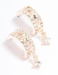 Rose Gold Thick Mini Stone Hoop Earrings - link has visual effect only