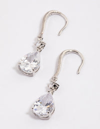 Rhodium Pear Cubic Zirconia Earrings - link has visual effect only