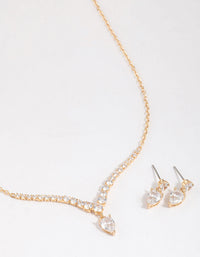 Gold Pear Drop Necklace & Earrings Set - link has visual effect only