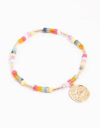 Mixed Bead & Coin Pendant Bracelet - link has visual effect only