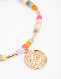 Mixed Bead & Coin Pendant Bracelet - link has visual effect only