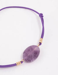 Fabric Large Semi-Precious Stone Pendant Bracelet - link has visual effect only