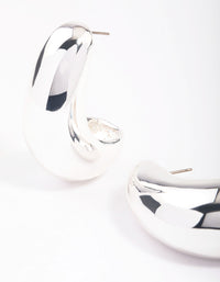 Silver Plated Brass Bold Wide Hoop Earrings - link has visual effect only