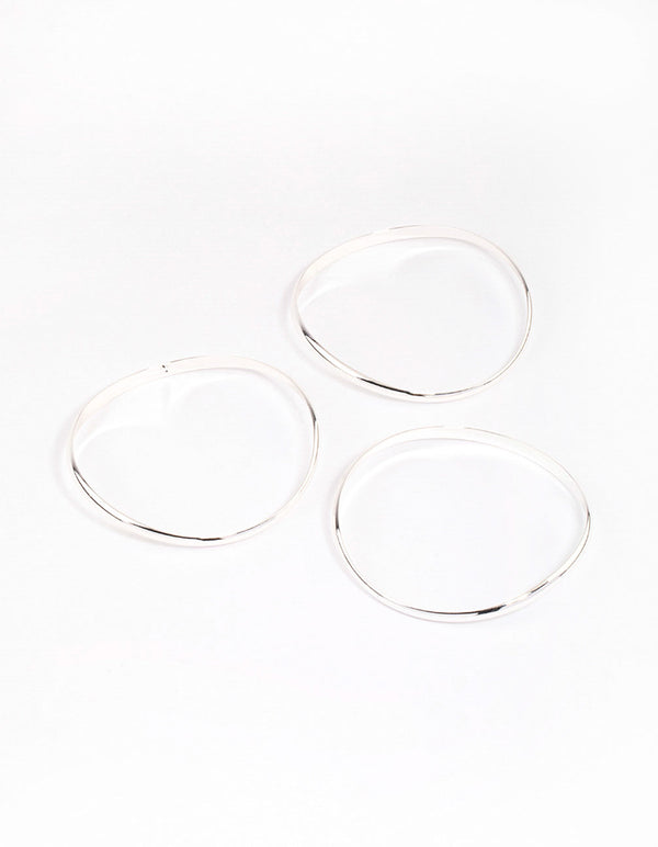 Silver Plated Brass Irregular Smooth Bracelet Pack