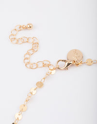 Gold Disc Link Layered Necklace - link has visual effect only