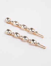 Gold Diamante Hair Clips Pack - link has visual effect only