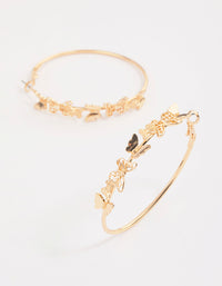 Gold Mini Butterfly Hoop Earrings - link has visual effect only