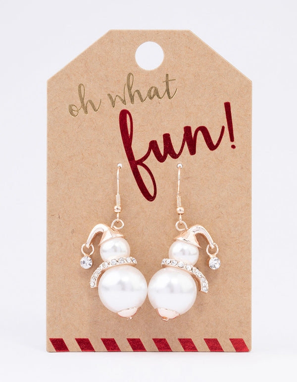 Pearl sale snowman earrings