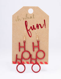 Red Glitter HoHo Drop Earrings - link has visual effect only