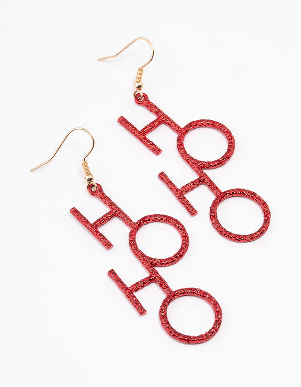 Red Glitter HoHo Drop Earrings