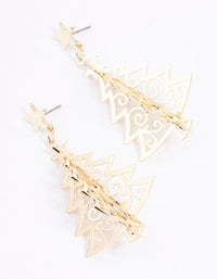 Gold Metallic Christmas Tree Drop Earrings - link has visual effect only