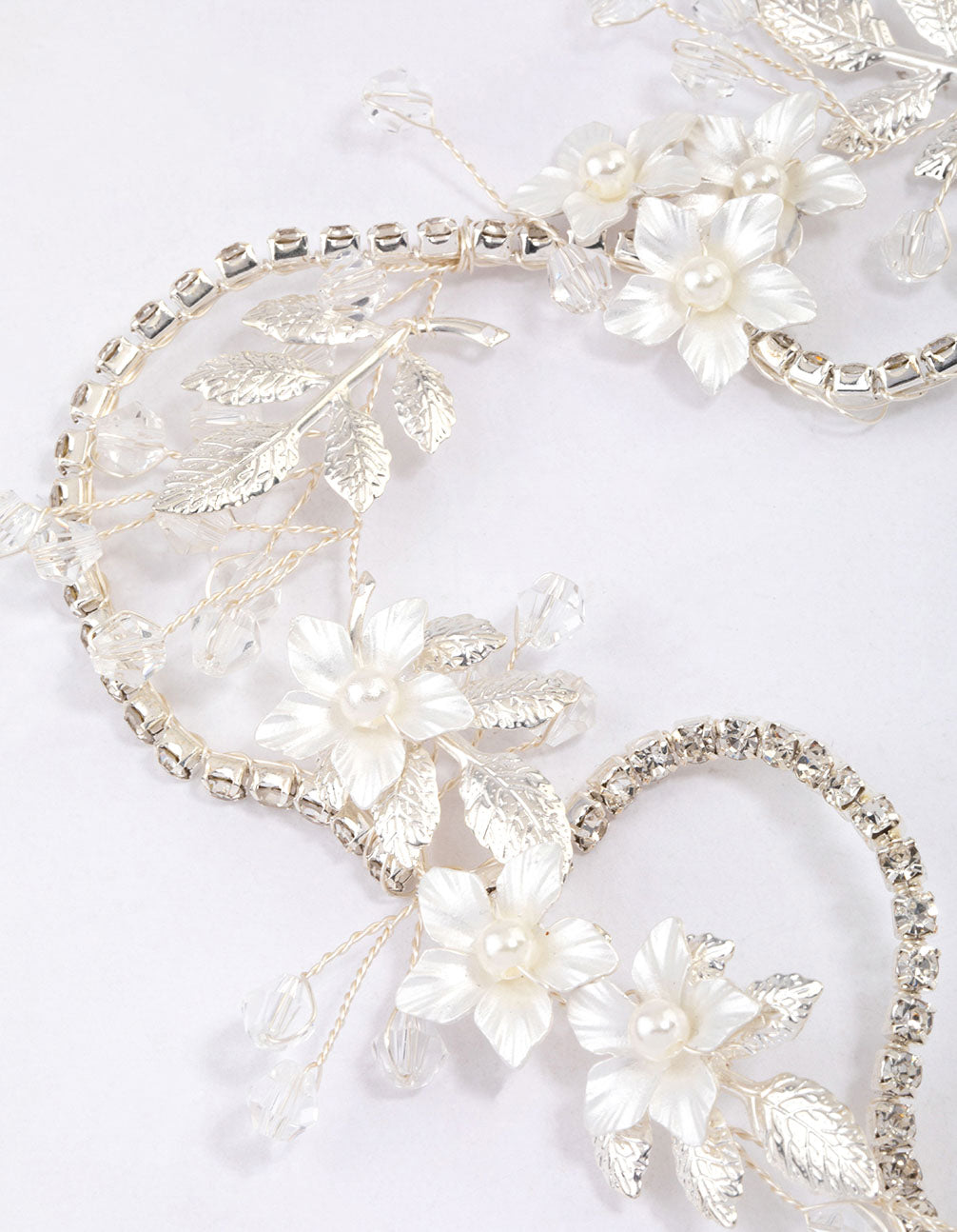 Silver Diamante & Pearl Flower Hair Drape - Lovisa