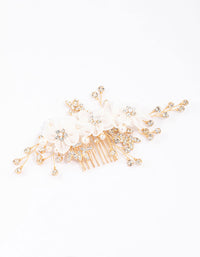 Gold Flower Diamante & Pearl Hair Comb - link has visual effect only