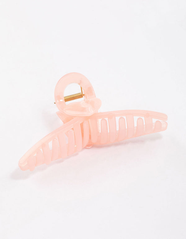 Pink Acrylic Large Heart Hoop Hair Claw Clip