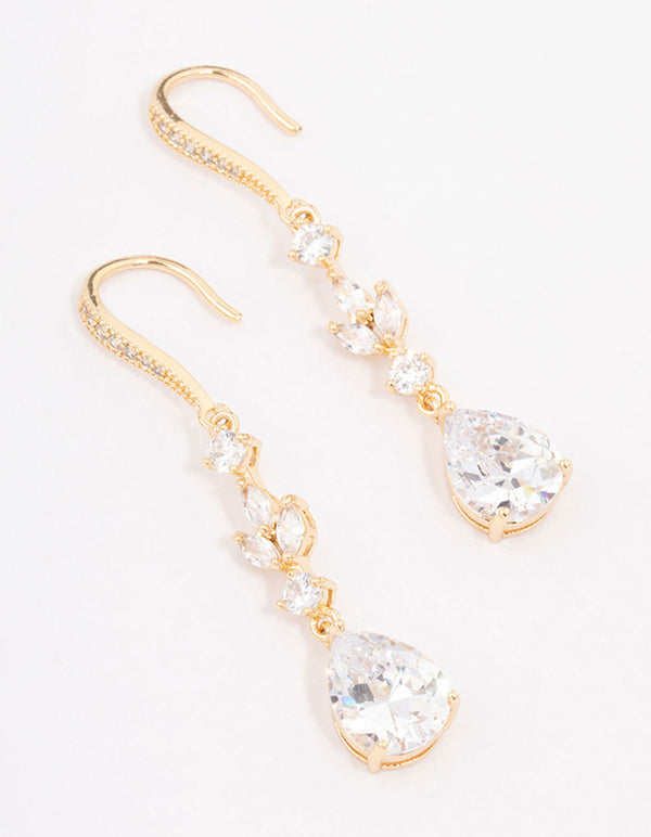 Gold French Pear Drop Earrings