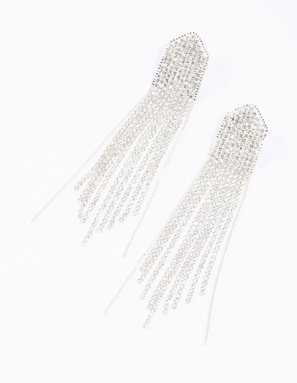 Silver Multi Chain Pointed Drop Earrings