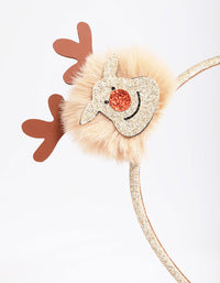 Kids Fabric Christmas Reindeer Pom Pom Headband - link has visual effect only