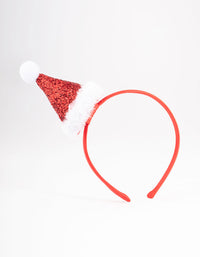 Kids Fabric Christmas Glitter Santa Hat Headband - link has visual effect only