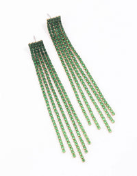 Gold & Green Layered Cupchain Drop Earrings - link has visual effect only