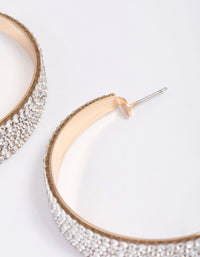 Gold Diamante Large Hoop Statement Earrings - link has visual effect only