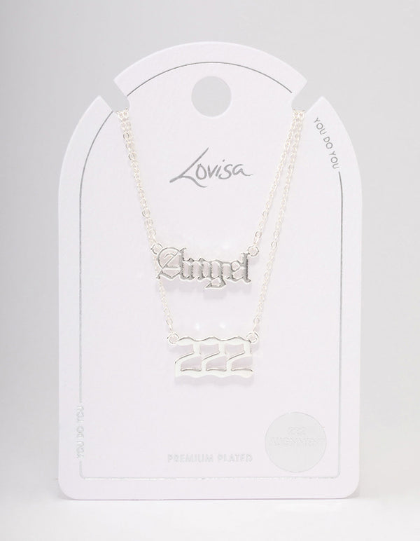 Angel Number Necklace 222 Pendant Necklace In 14K White Gold Over Sterling  Silver Along With 18