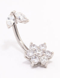 Surgical Steel Flower & Leaf Belly Ring - link has visual effect only