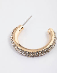 Gold Diamante Tube Hoop Earrings - link has visual effect only