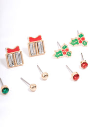 Kids Christmas Present Stud Earrings 6-Pack - link has visual effect only