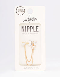 Gold Plated Surgical Steel Heart Butterfly Drop Nipple Piercing - link has visual effect only