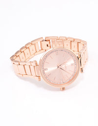 Rose Gold Coloured Crystal Dial Watch - link has visual effect only