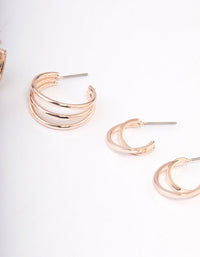 Rose Gold Criss Cross Mixed Hoop Earrings Pack - link has visual effect only