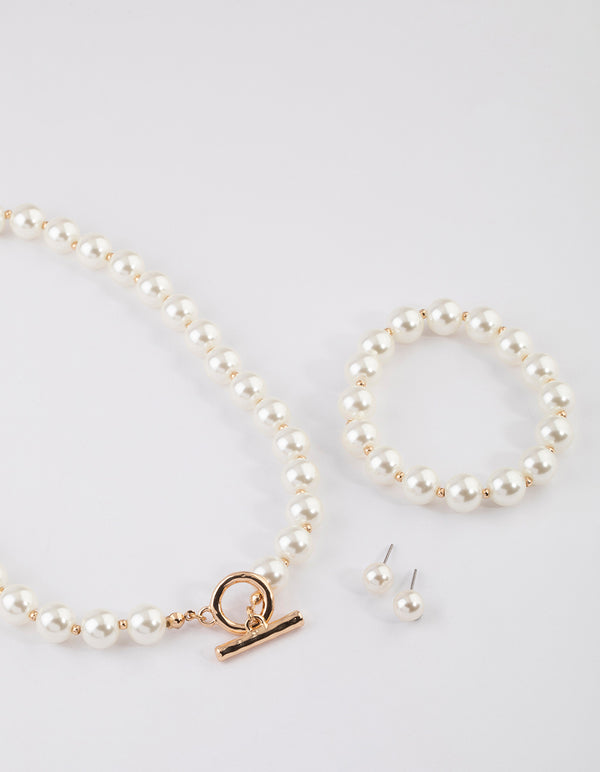 Pearl jewellery deals sets gold