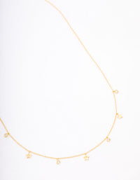 Gold Plated Sterling Silver Alternating Cubic Zirconia Star Pendant Necklace - link has visual effect only