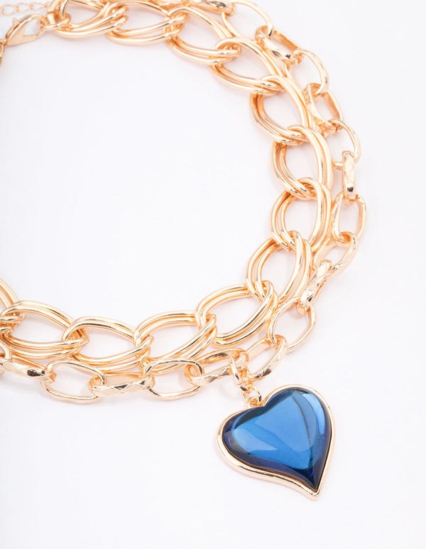 LV layered Chain Necklace / GOLD plated Waterproof Jewelry