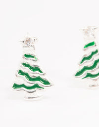 Sterling Silver Tinsel Christmas Tree Stud Earrings - link has visual effect only