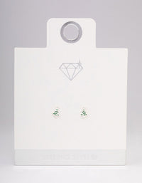 Sterling Silver Tinsel Christmas Tree Stud Earrings - link has visual effect only