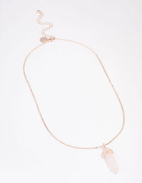 Rose Gold Semi-Precious Rose Quartz Statement Shard Necklace - link has visual effect only