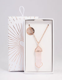 Rose Gold Semi-Precious Rose Quartz Statement Shard Necklace - link has visual effect only