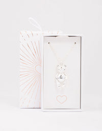 Silver Moving Teddy Bear Short Necklace - link has visual effect only