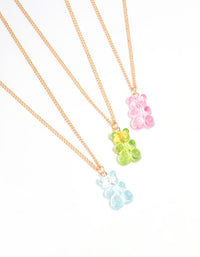 Gold Acrylic Gummy Bear Necklace 3-Pack - link has visual effect only