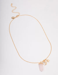 Gold Rose Quartz Celestial Charm Necklace - link has visual effect only