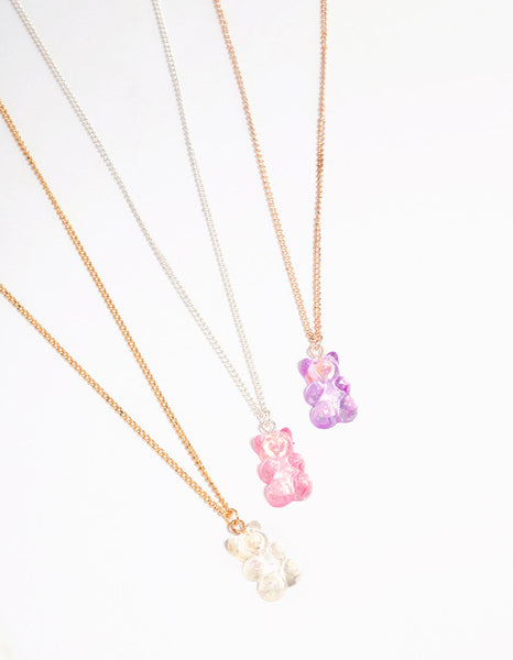Best Friends Gummy Bear Pendant Necklaces - 3 Pack