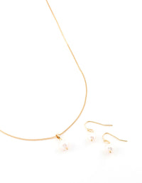 Gold Plated Freshwater Pearl Jewellery Set - link has visual effect only