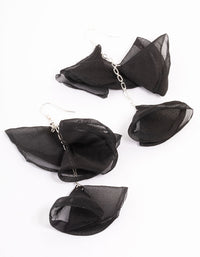 Black Ribbon Twirl Drop Earrings - link has visual effect only