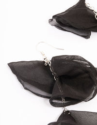 Black Ribbon Twirl Drop Earrings - link has visual effect only