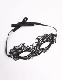 Black Fabric Crochet Eye Mask - link has visual effect only