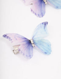 Blue Diamante Butterfly Hair Clip Pack - link has visual effect only