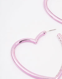 Pink Large Diamante Heart Hoop Earrings - link has visual effect only